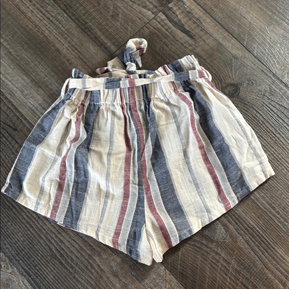 SHEIN High Waist Blue and Red Striped Shorts - Picture 3 of 3